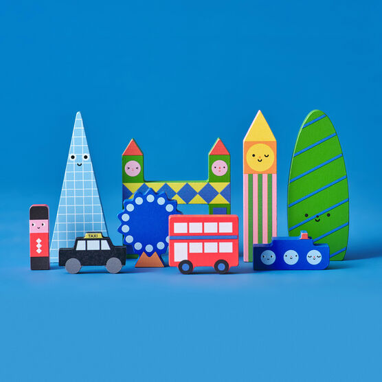 London wooden toy block set